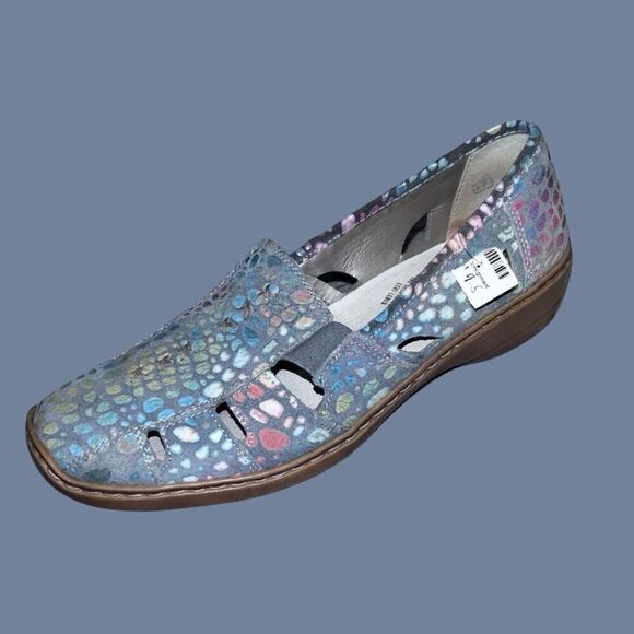 Rieker Denise Multi Colored Leather Slip On Loafers Shoes Size 41 US 10 10.5 - Picture 1 of 6